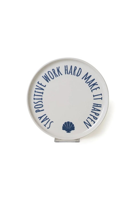 Hermia Juego de 4 Platos de Postre Blanco y Azul Marino de 22 cm